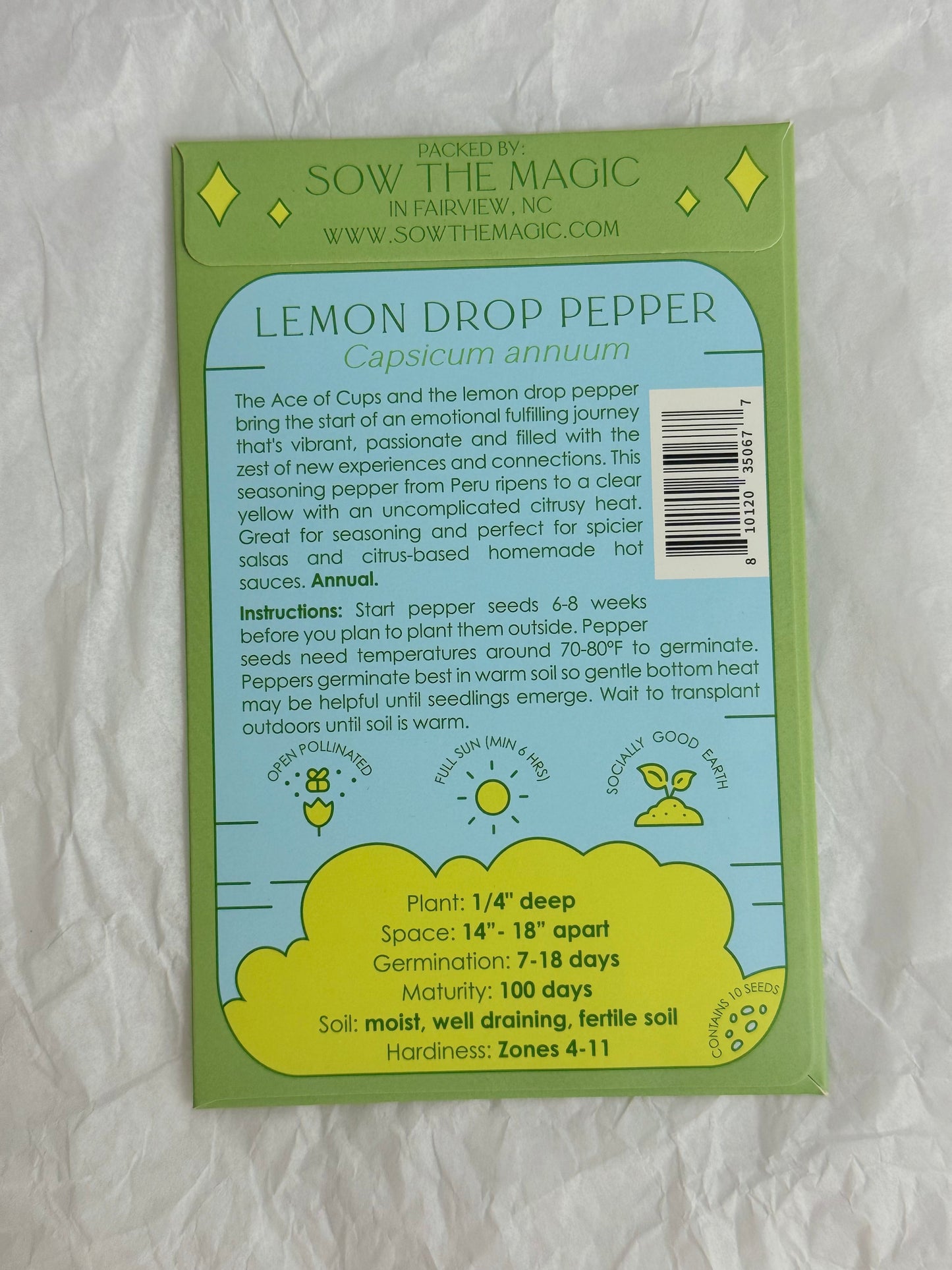 Sow The Magic Lemon Drop Pepper Tarot Garden + Gift Seed Packet