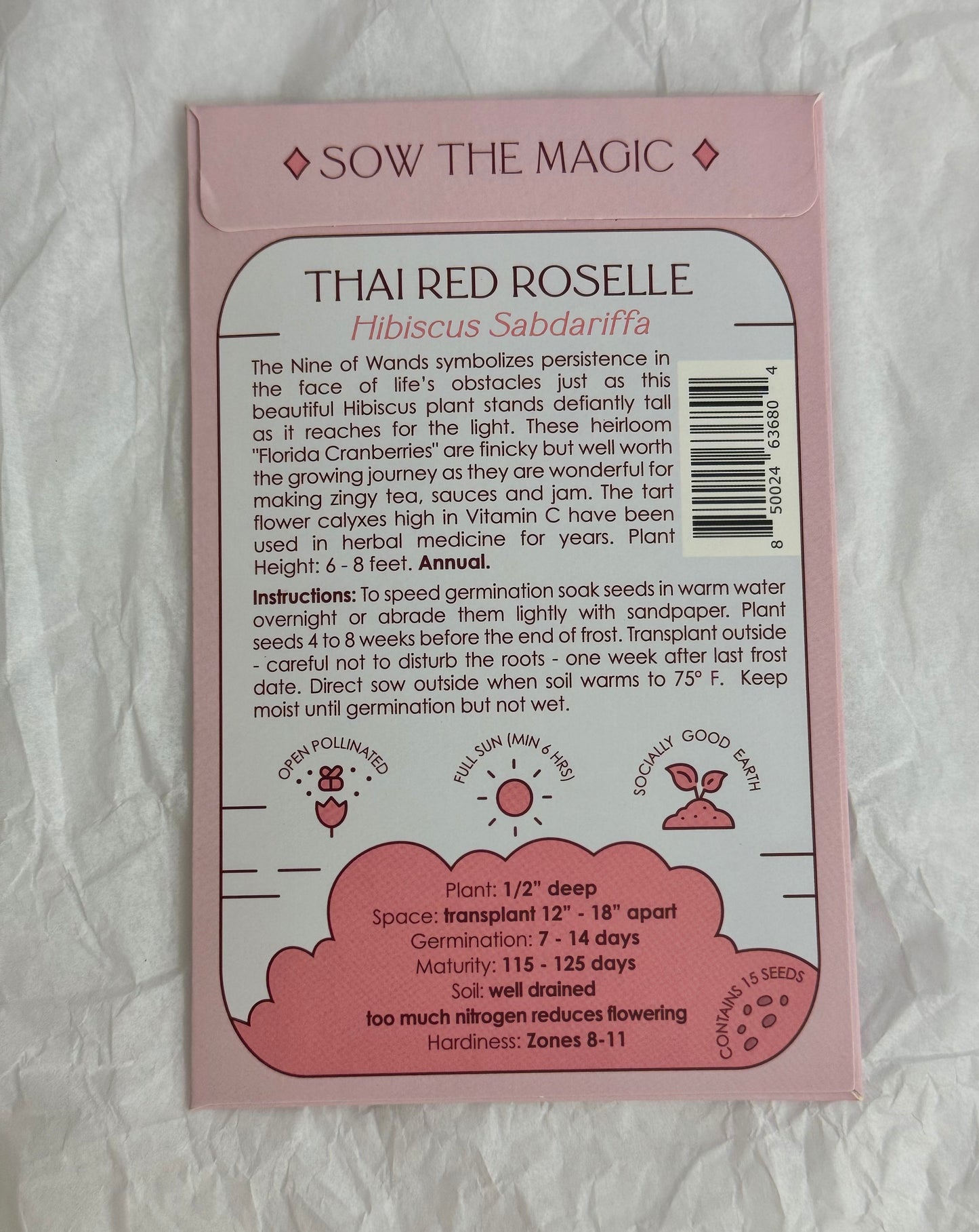 Sow The Magic Thai Red Roselle Hibiscus Tarot Garden + Gift Seed Packet