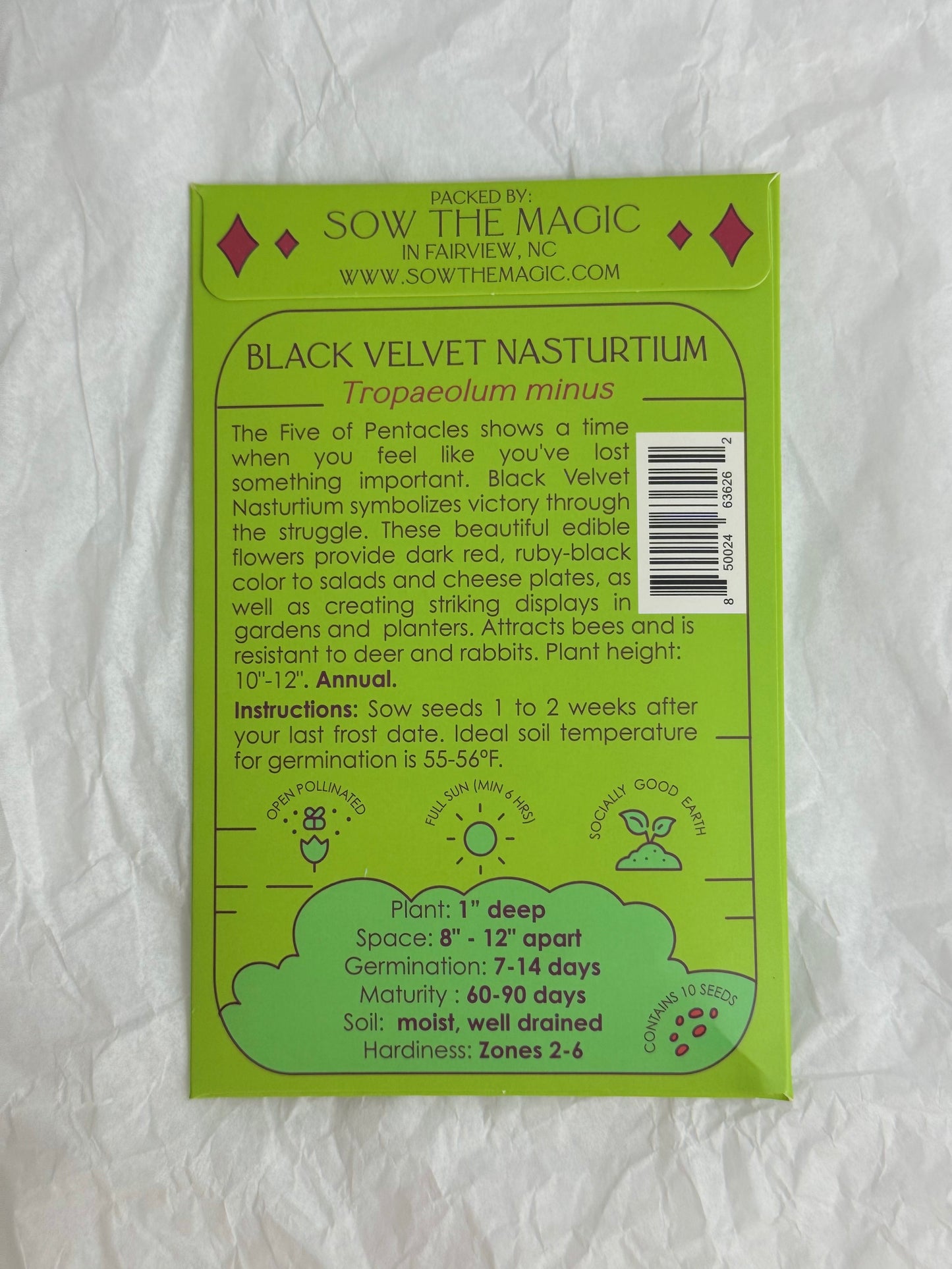 Sow The Magic Black Velvet Nasturtium Tarot Garden + Gift Seed Packet