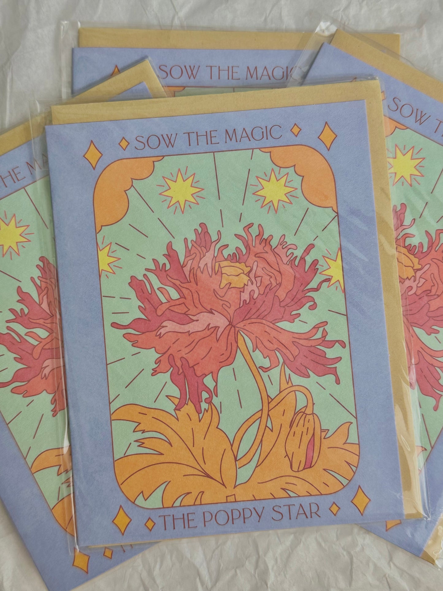 Sow The Magic The Poppy Star Botanical Tarot Greeting Card