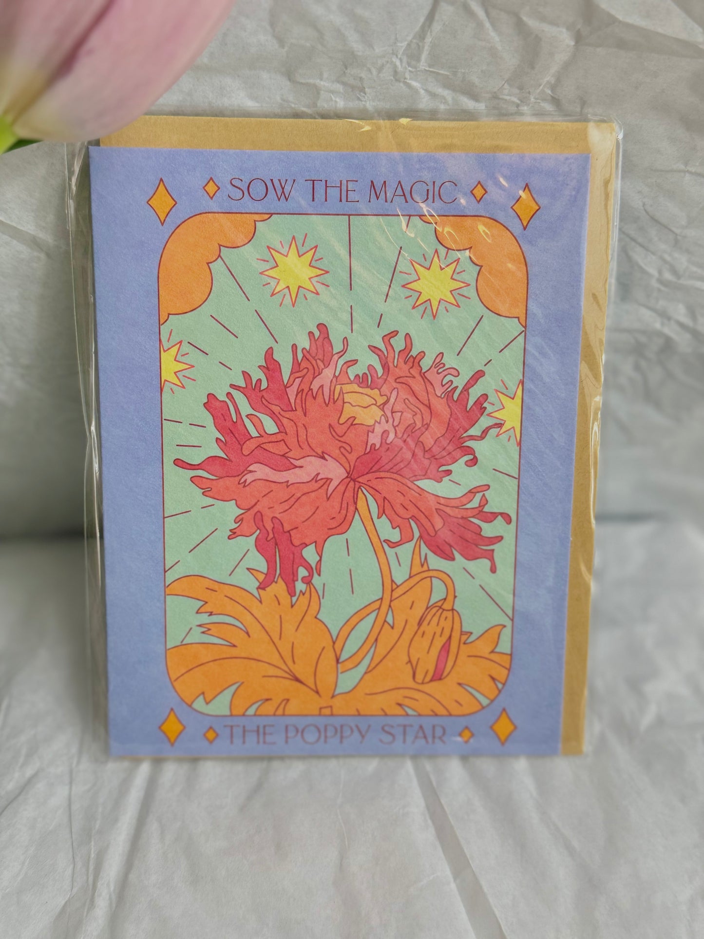 Sow The Magic The Poppy Star Botanical Tarot Greeting Card