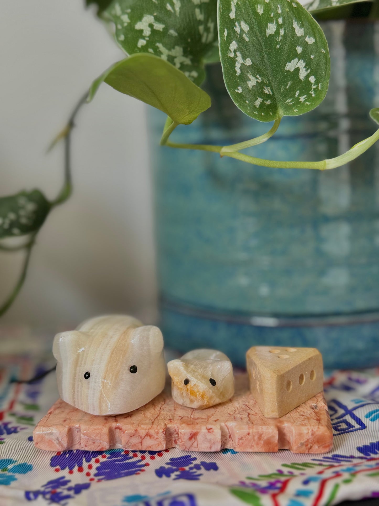 Mouse and Cheese Board Stone Carving