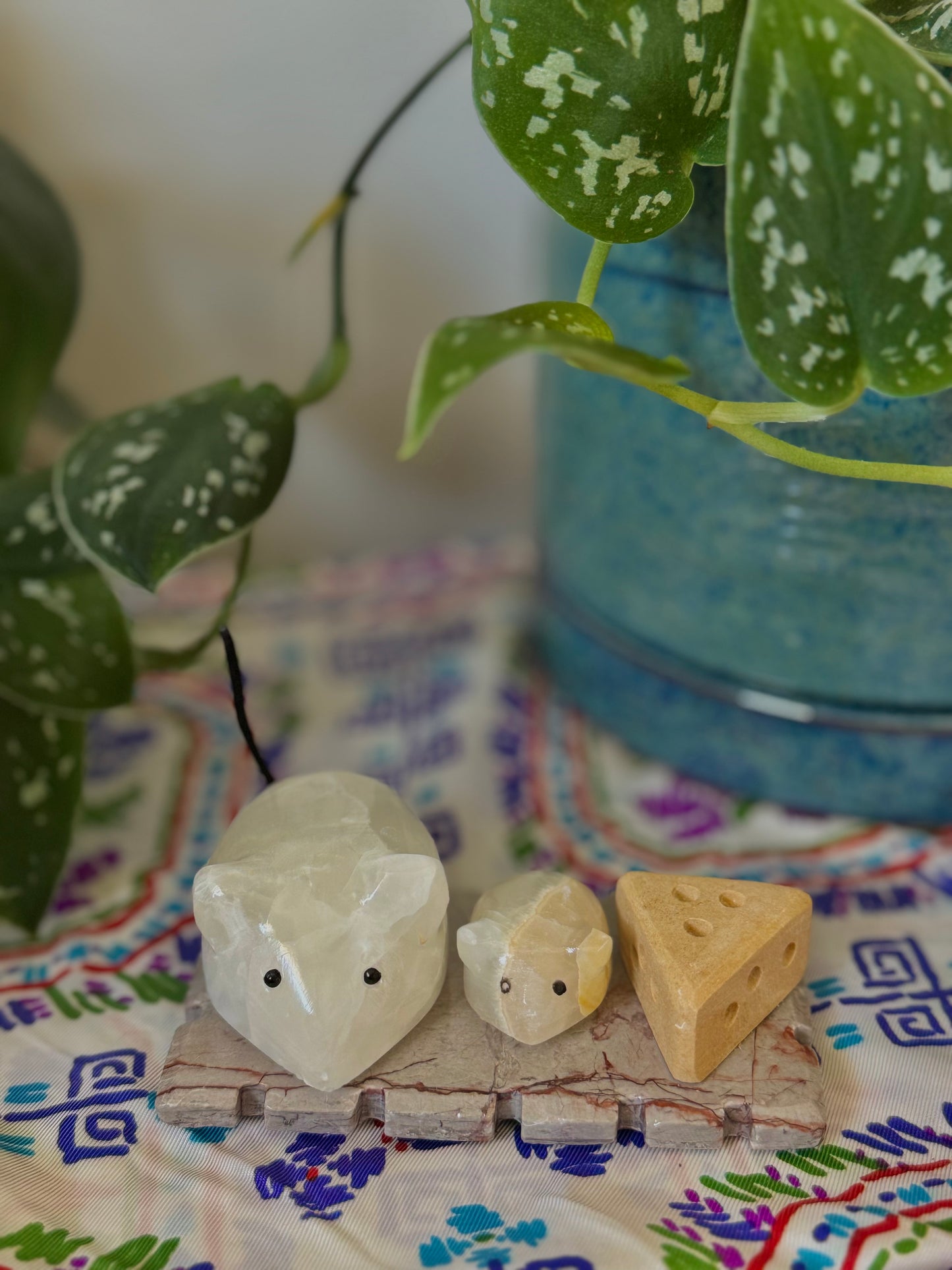 Mouse and Cheese Board Stone Carving