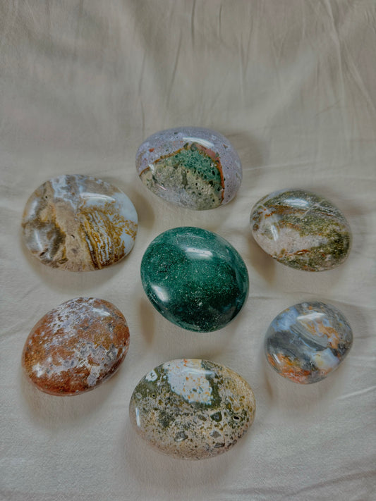 Ocean Jasper Palm Stones, Crystal Palm Stone