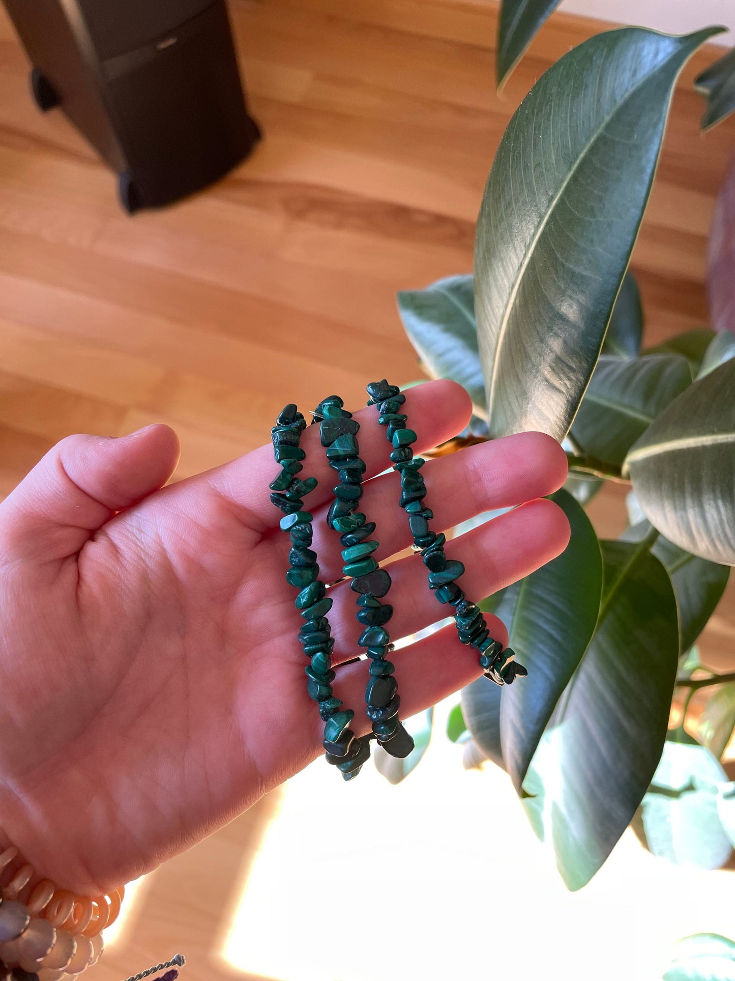 Green Malachite Crystal Chip Bracelet