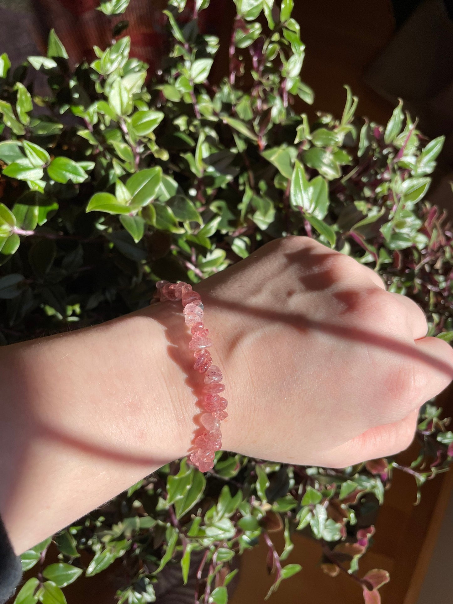 Strawberry Quartz Crystal Chip Bracelet