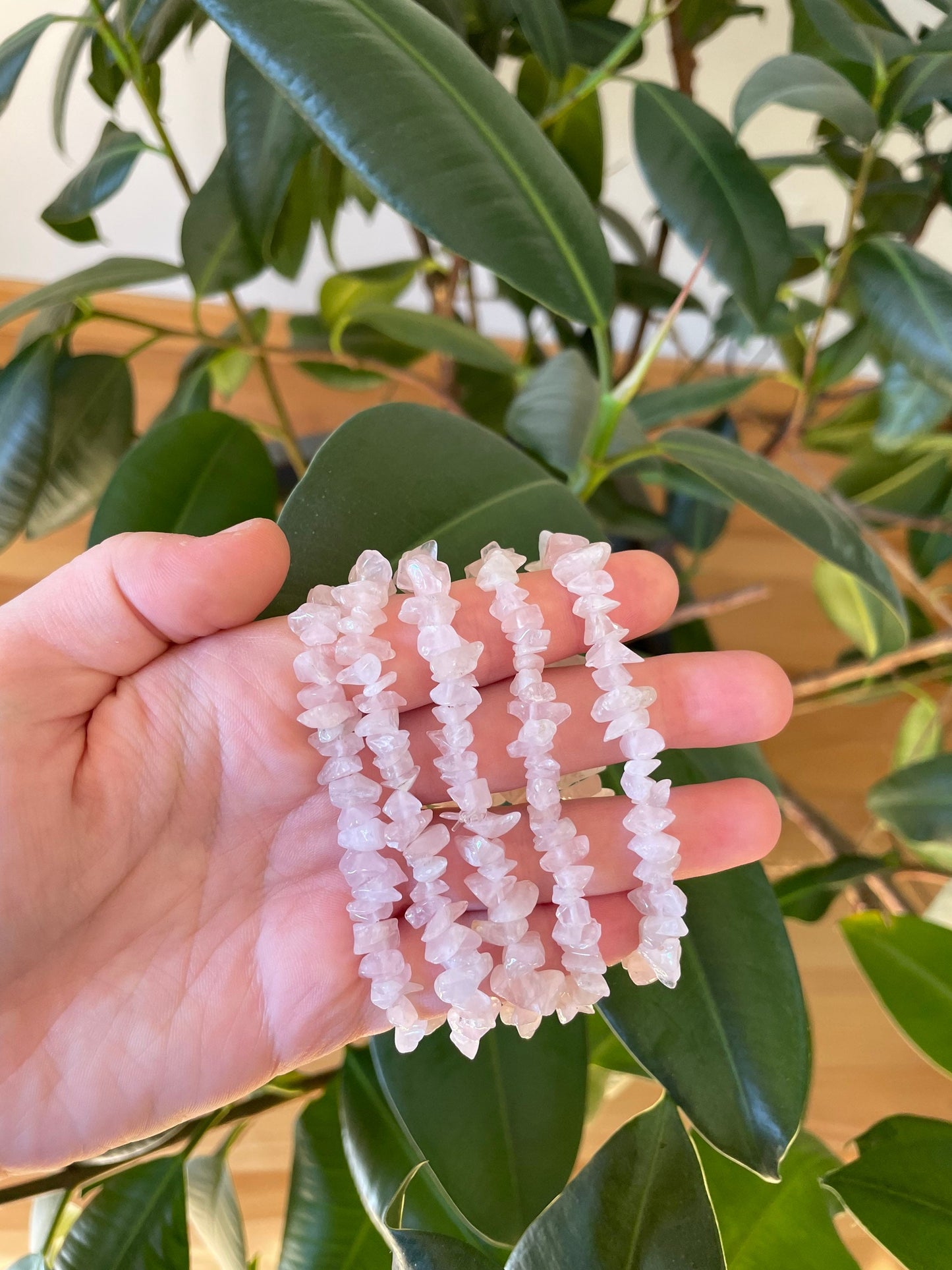 Rose Quartz Crystal Chip Bracelet