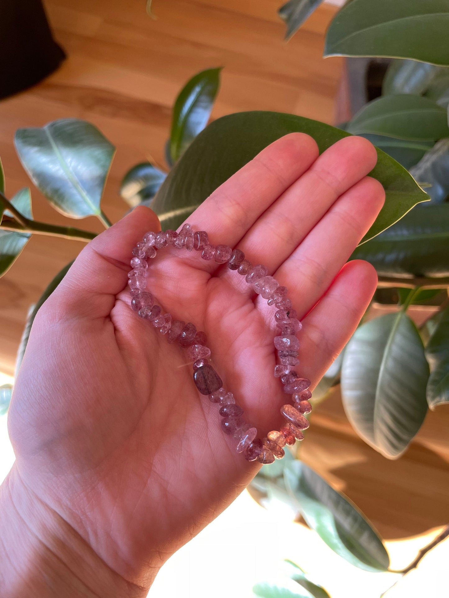 Strawberry Quartz Crystal Chip Bracelet