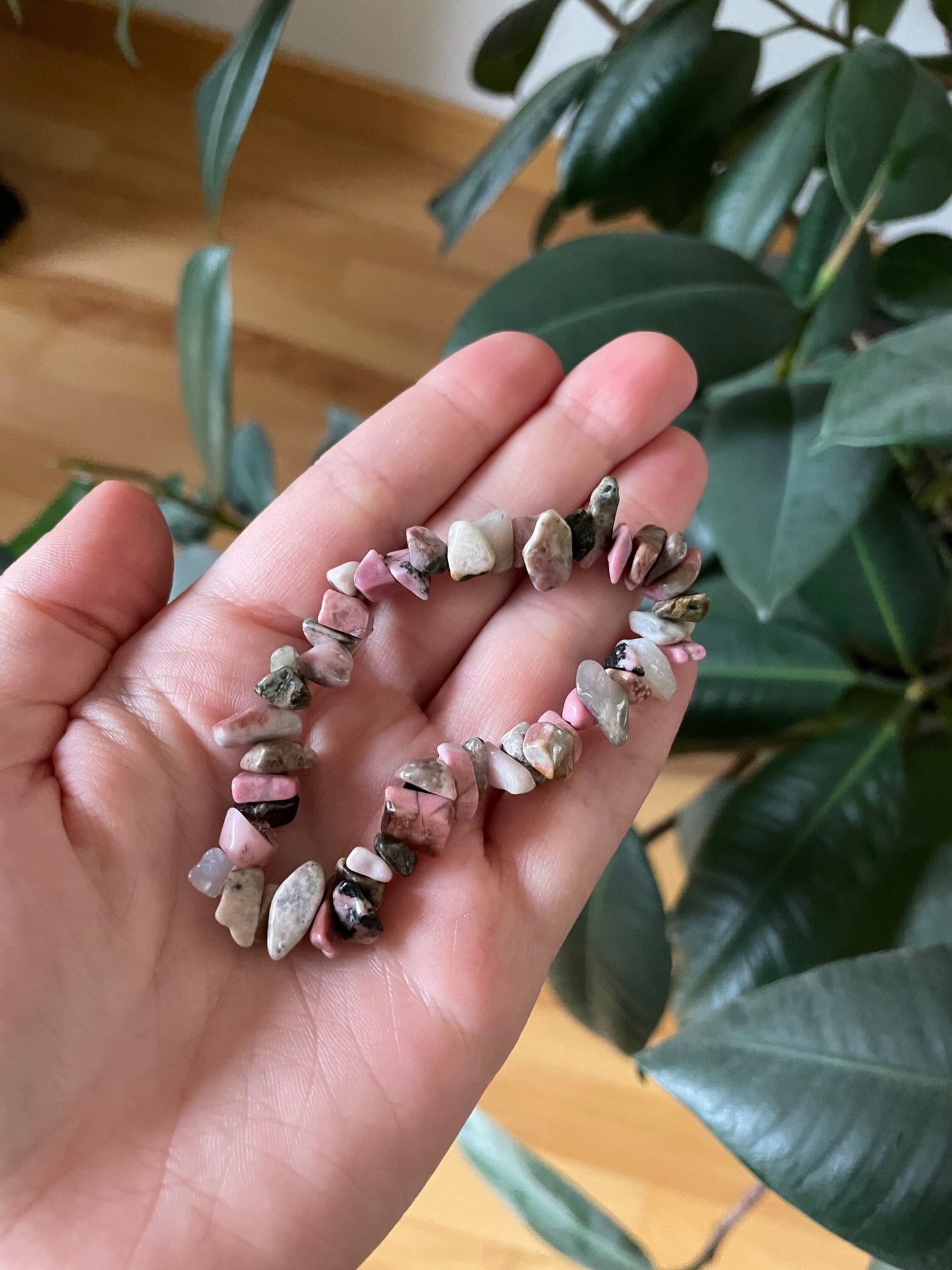 Rhodonite Crystal Chip Bracelet