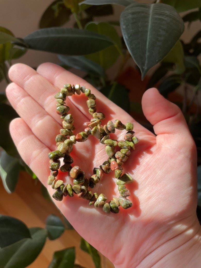 Unakite Crystal Chip Bracelet