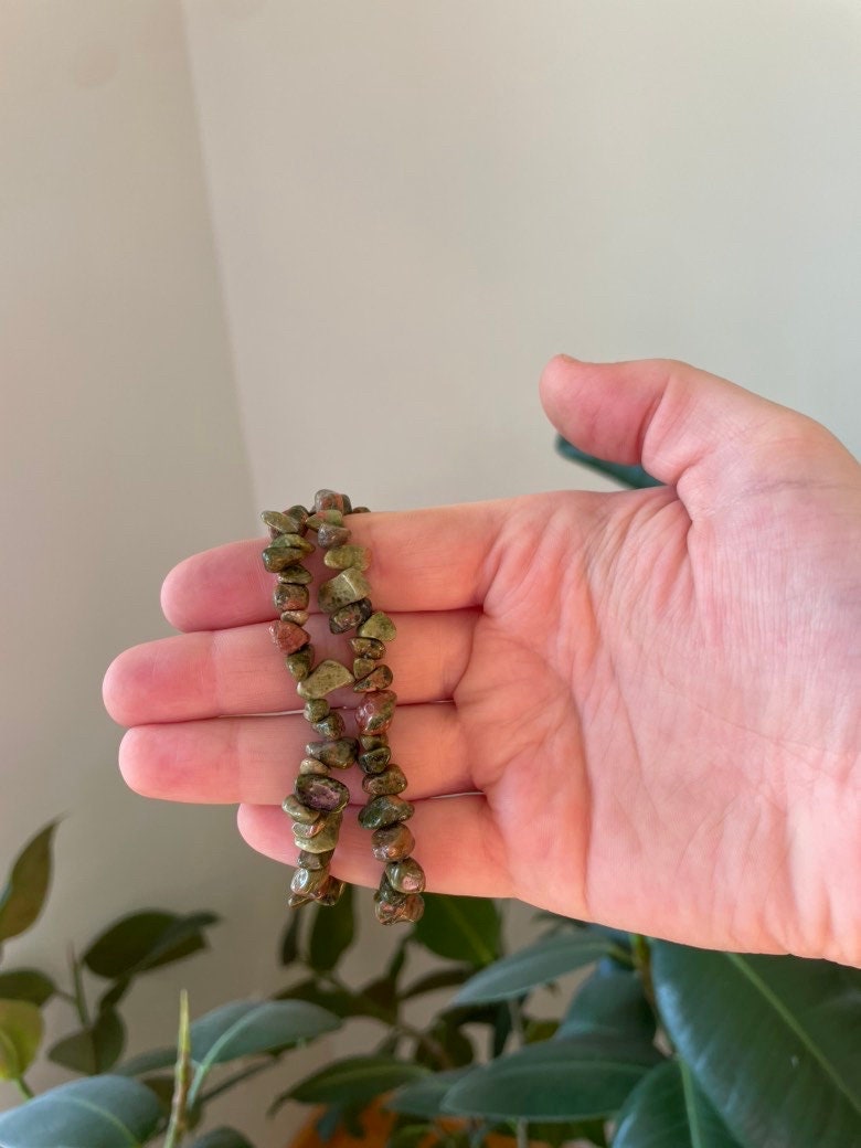 Unakite Crystal Chip Bracelet