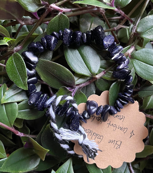 Blue Goldstone Crystal Chip Bracelet