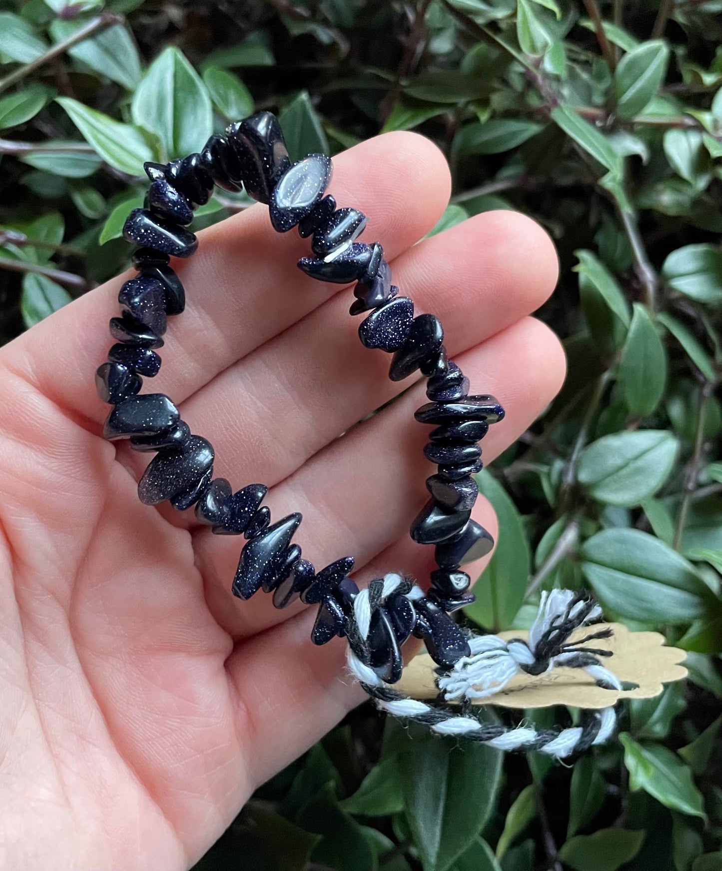 Blue Goldstone Crystal Chip Bracelet