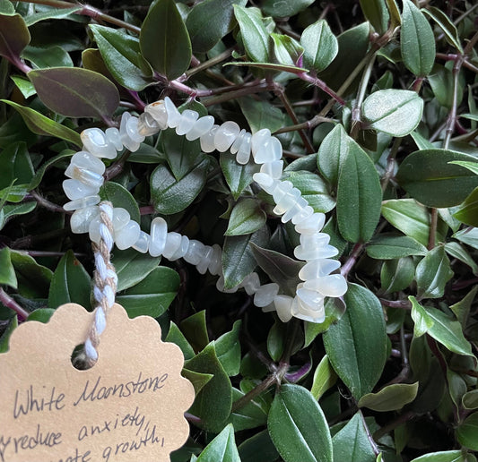 White Moonstone Crystal Chip Bracelet