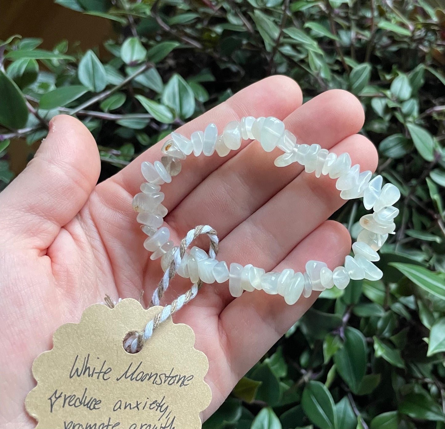 White Moonstone Crystal Chip Bracelet