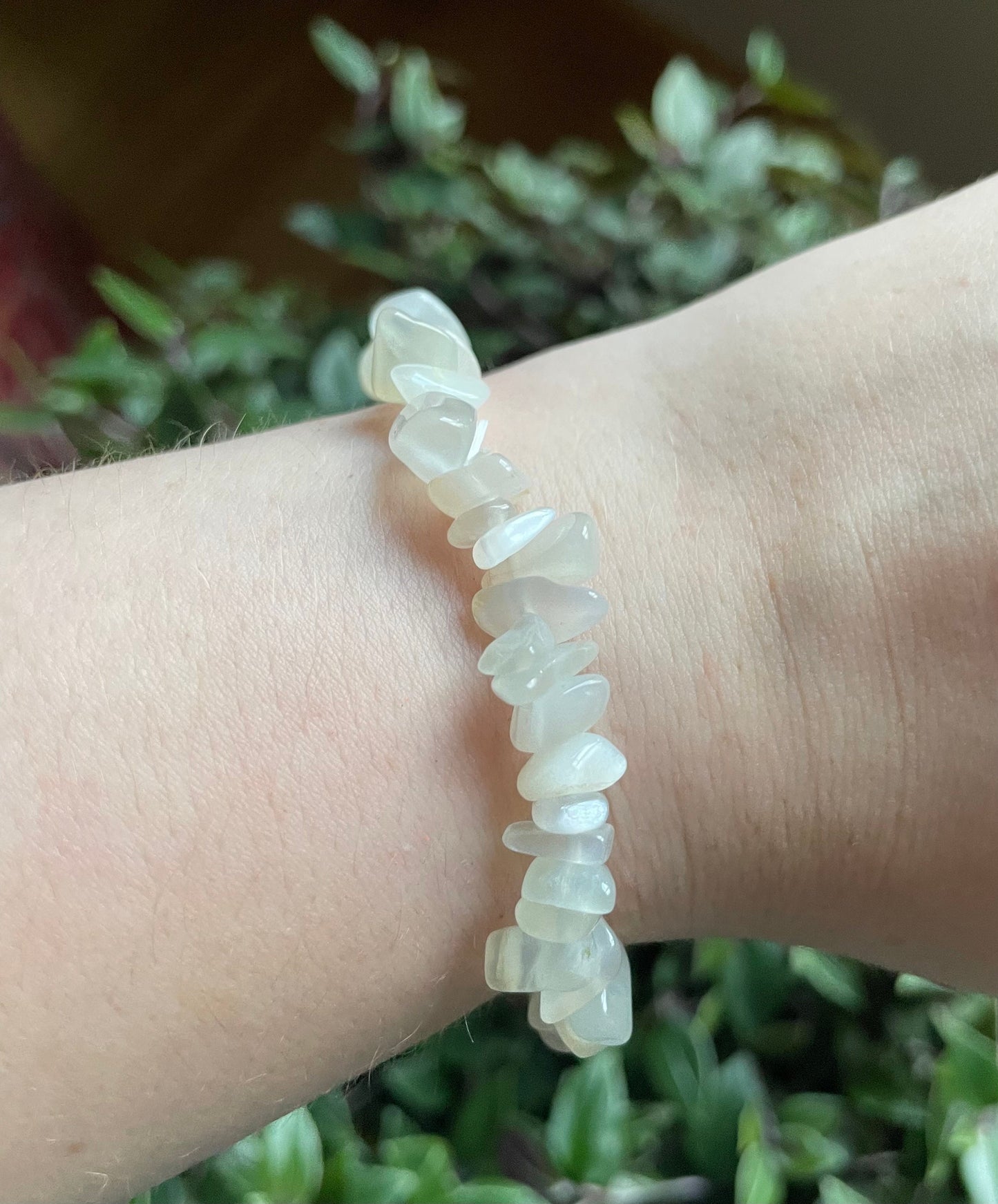 White Moonstone Crystal Chip Bracelet