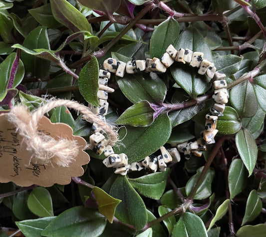 Dalmatian Jasper Crystal Chip Bracelet