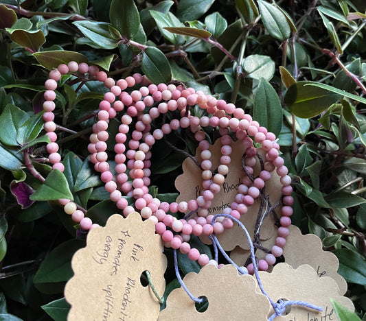 Round Pink Rhodonite Crystal Bracelet