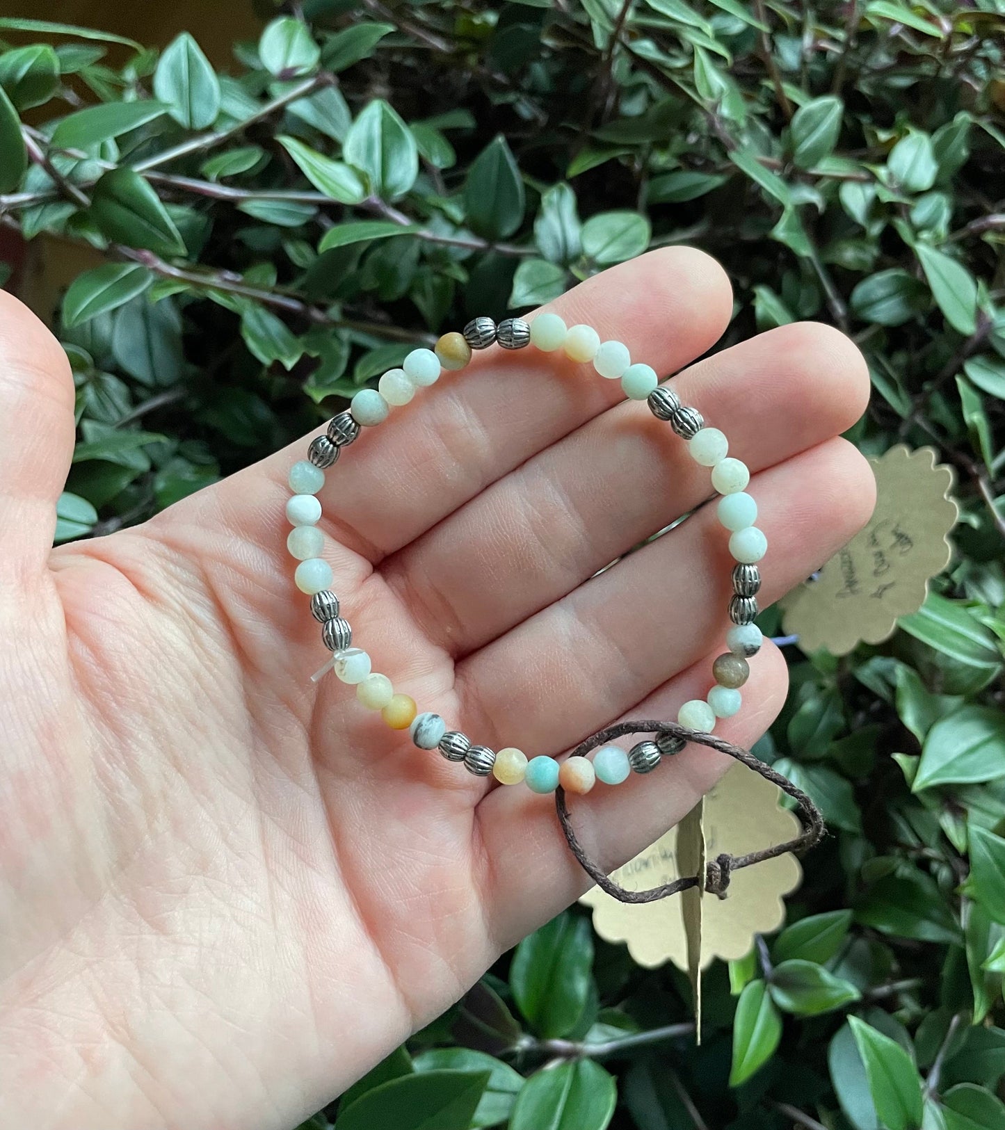 Beaded Round Amazonite Crystal Bracelet