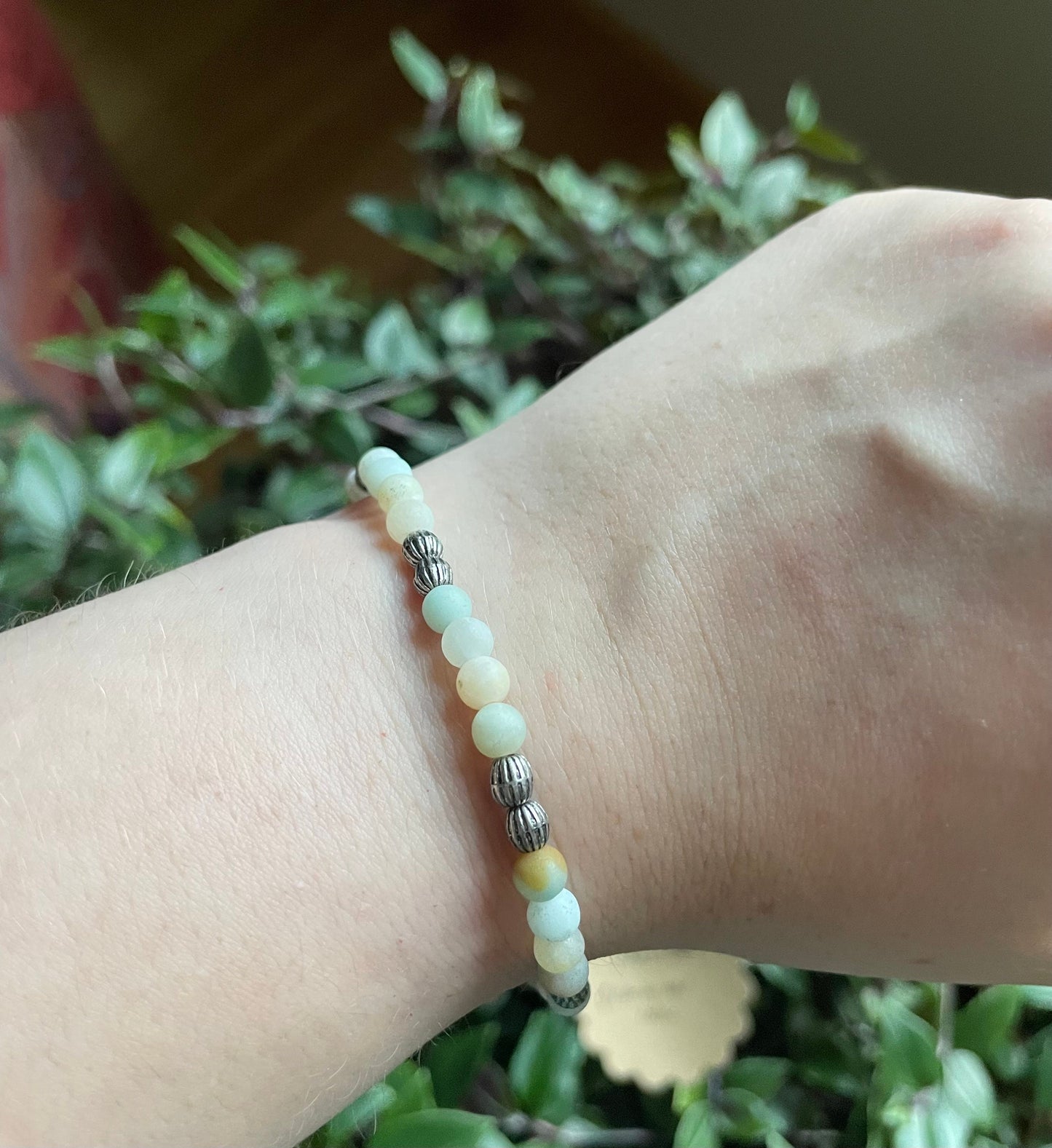 Beaded Round Amazonite Crystal Bracelet