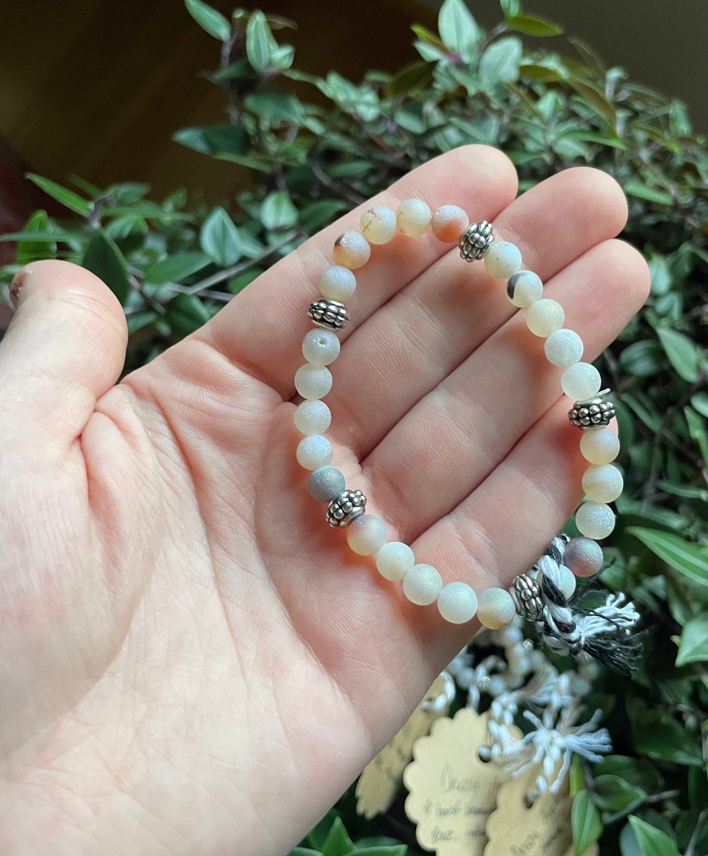 Beaded Round Druzy Agate Crystal Bracelet